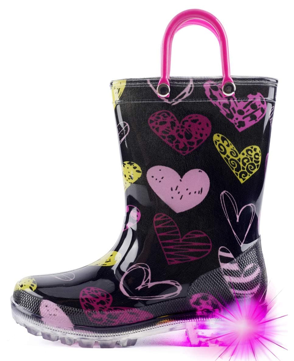 Hugrain Kids Adorable Light Up Wellies with Easy On Handles — view 9