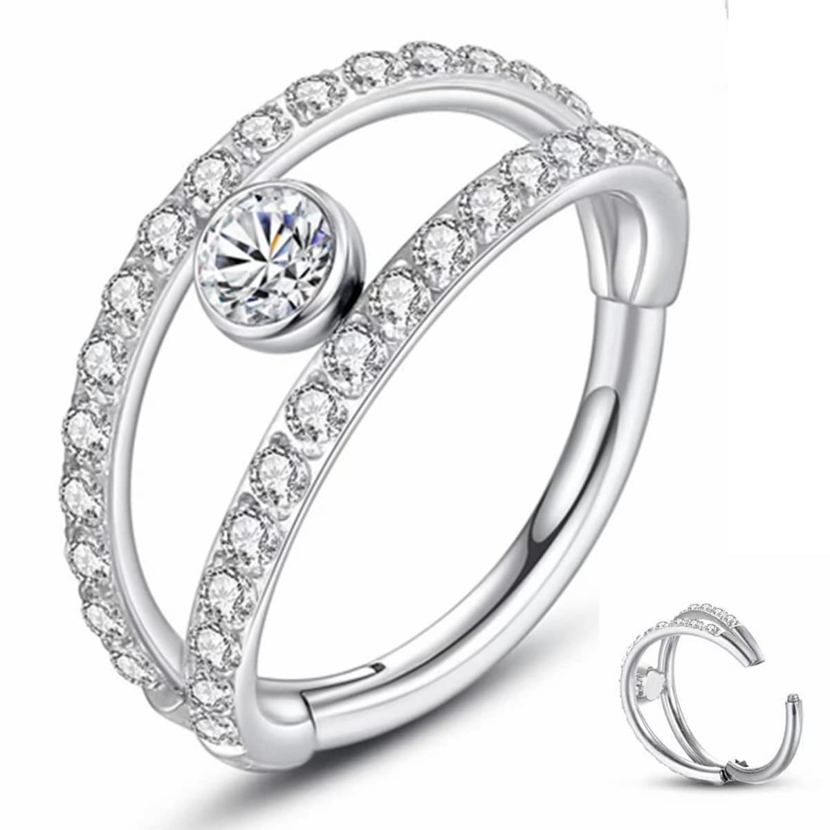 Yrogcu 20G 18G 16G 14G Single/Double Hoop Stainless-Steel Seamless-Hinged-Piercing Segment-Clicker Nose-Ring-Hoop : Diameter 6mm 8mm 10mm 12mm Cartilage Earrings — view 53