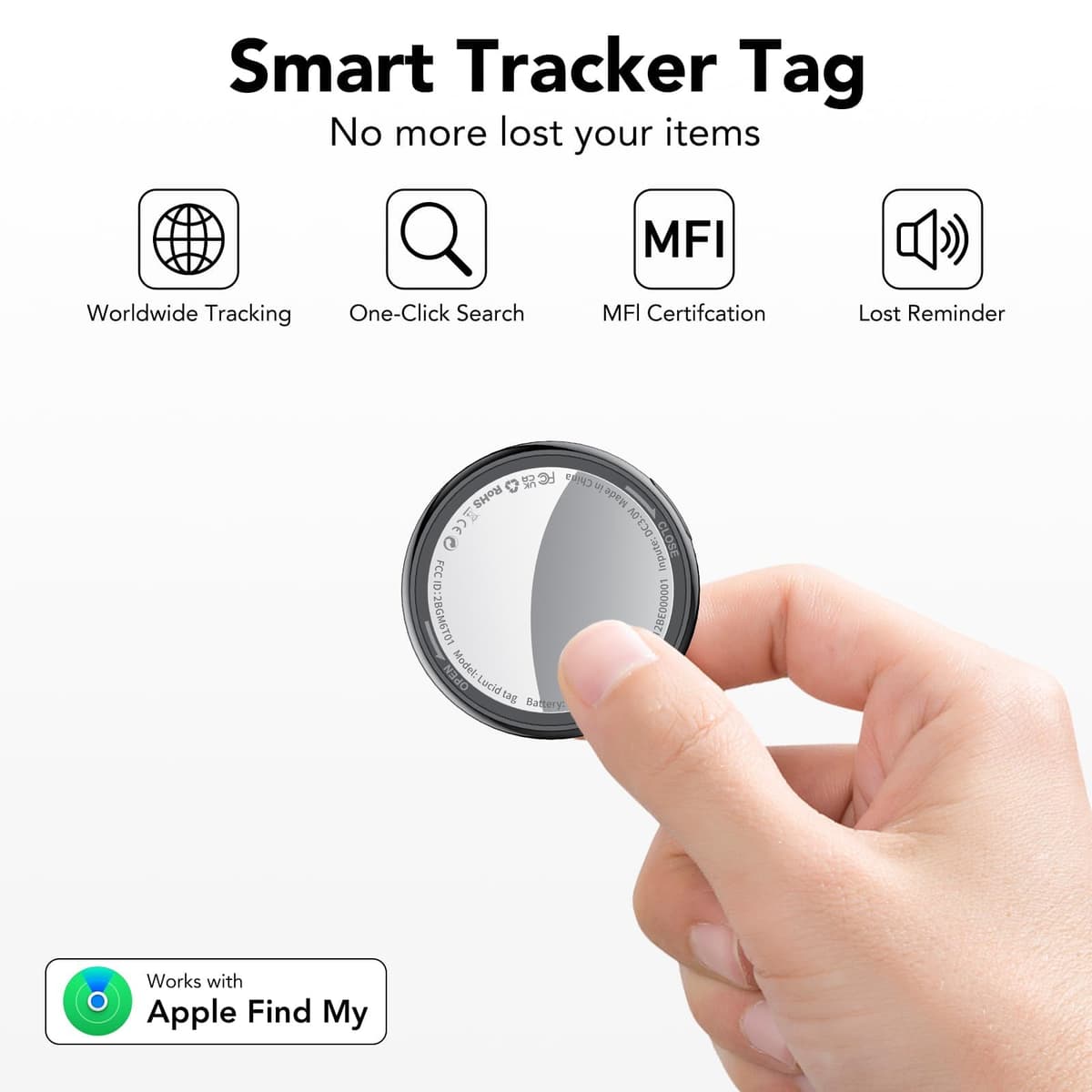 Air Tags-3 Pack Black, 5.3 Bluetooth Item Finder Compatible with Apple Find My APP (iOS Only), 100dB Beep Smart Tag Replaceable Battery, air tracker and Locator for Keys/Luggage/Bags/Wallets etc — view 2