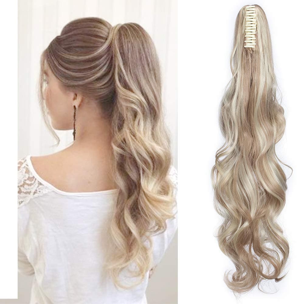 17"(43cm) SEGO Ponytail Long Synthetic Hair Looks Natural [Red Brown/Orange] Clip in Hair Extensions Curly Tail Ponytail Extension (90g) — view 45