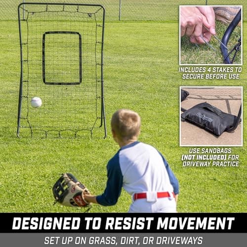 GoSports 5 x 3 ft Baseball & Softball Pitching and Fielding Rebounder - Pitch Back Return Net with Strike Zone — view 4