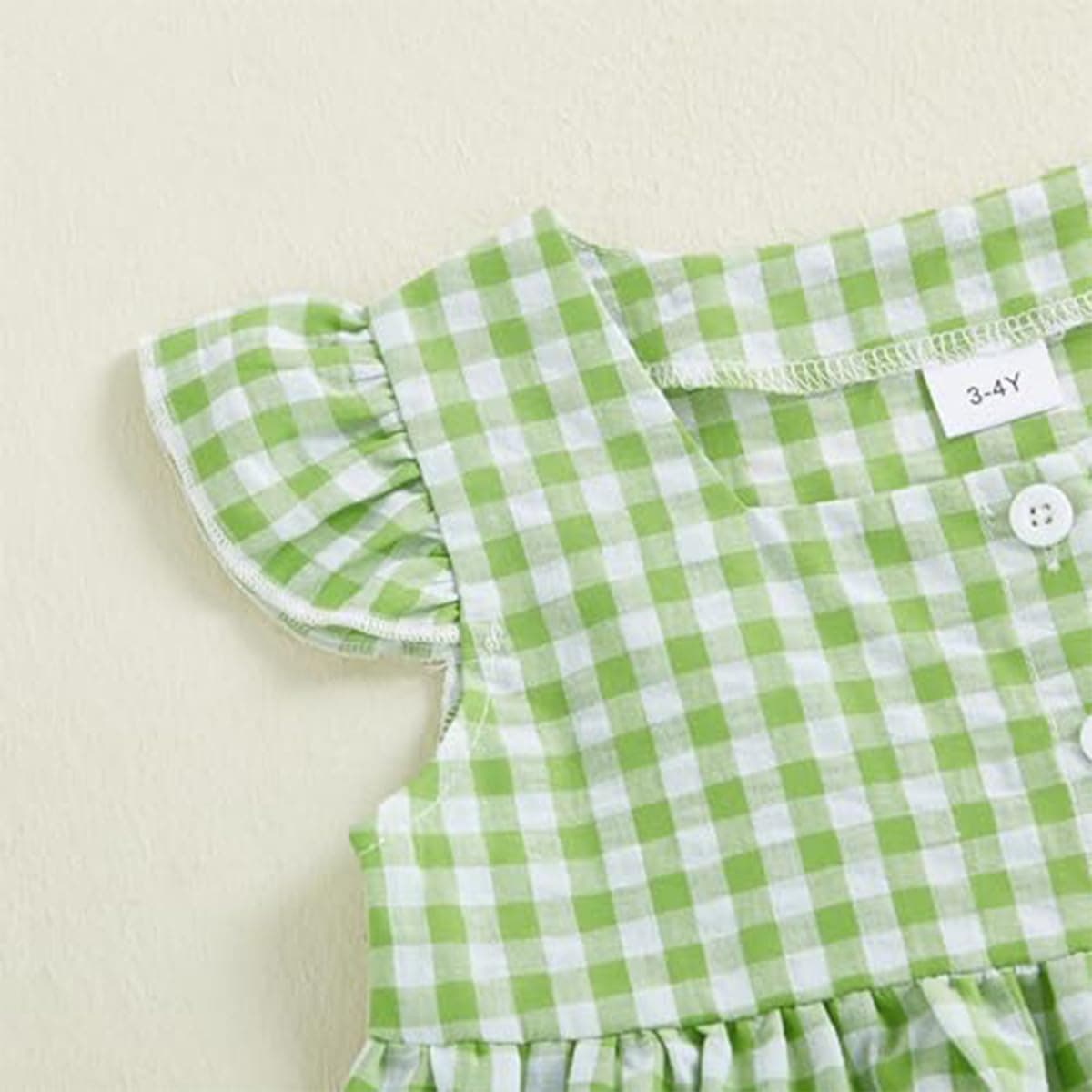 Conjunto Verano para Niñas Pequeñas Color Liso/Cuadros Sin Mangas Con Volantes Camisetas y Pantalones Anchos de Lino Ropa Infantil de Primavera — view 5