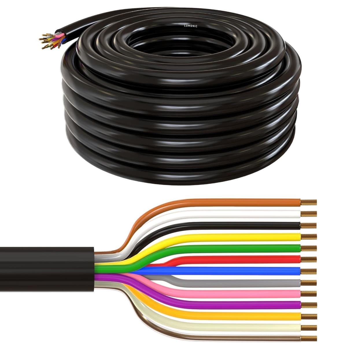 Lumonic 1x 5m FLRYY Cable del vehículo 13x1,5mm² negro | 13 núcleos | Cable de remolque | Cable multifilar para automoción | Resistente al aceite y al combustible, ignífugo | Baja tensión