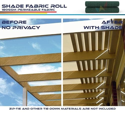 Windscreen4less 6'x25' Sun Shade Fabric Roll Shade Cloth Cover Wind Screen UV Block for Outdoor Pergola Patio Backyard Garden Greenhouse, Green — view 2