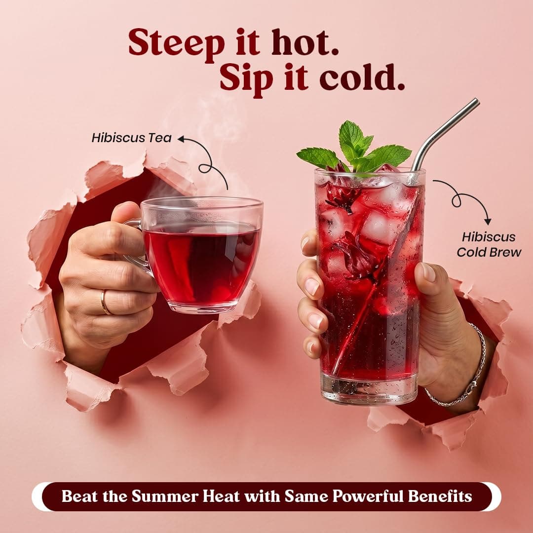 BLUE TEA - Hibiscus Tea - Classic - 50g - 80+ Cups | SKIN GLOW ENHANCING TEA, Karkade | Vitamin-C Rich | Tangy Taste - Flower Based - Herbal Tea - Gluten Free | Pet Jar Pack — view 5