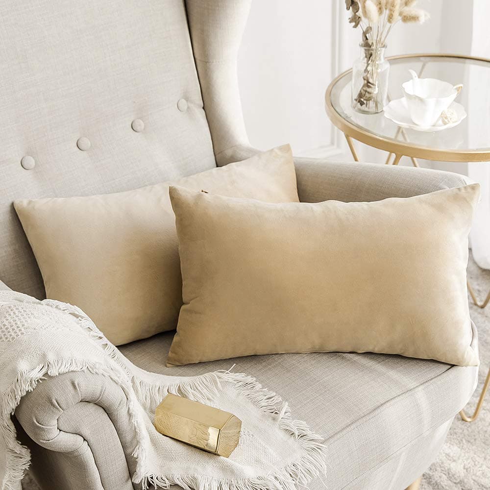 MIULEE Pack of 2 Fall Velvet Soft Solid Decorative Throw Pillow Covers Square Cushion Cases for Sofa Couch Bedroom Living Room Car Home Decor 18 x 18 Inch 45 x 45 cm Orange — view 72