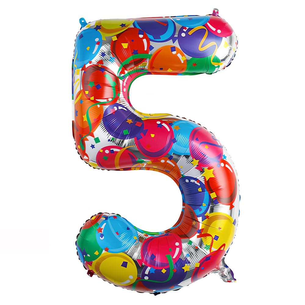 Foil Globo Número 5 Azul 40" (101cm), Inflable Helio o aire, Gigante Numeros 0-9, 10-19, 20-29, 30-100, Grande Globos Decoración para La Boda Aniversario y Cumpleaños Fiestas — view 550