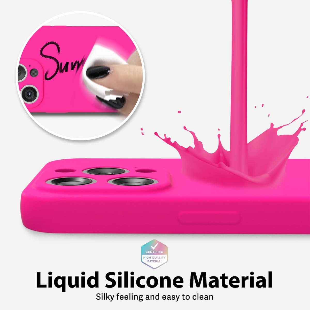 oakxco for iPhone 17 Pro Max Phone Case Liquid Silicone, Cute Thin Slim Grip Soft Rubber Gel for Women Men, Smooth Matte TPU Plain Solid Color Girly Simple Case with Camera Cover, Light Pink — view 1592