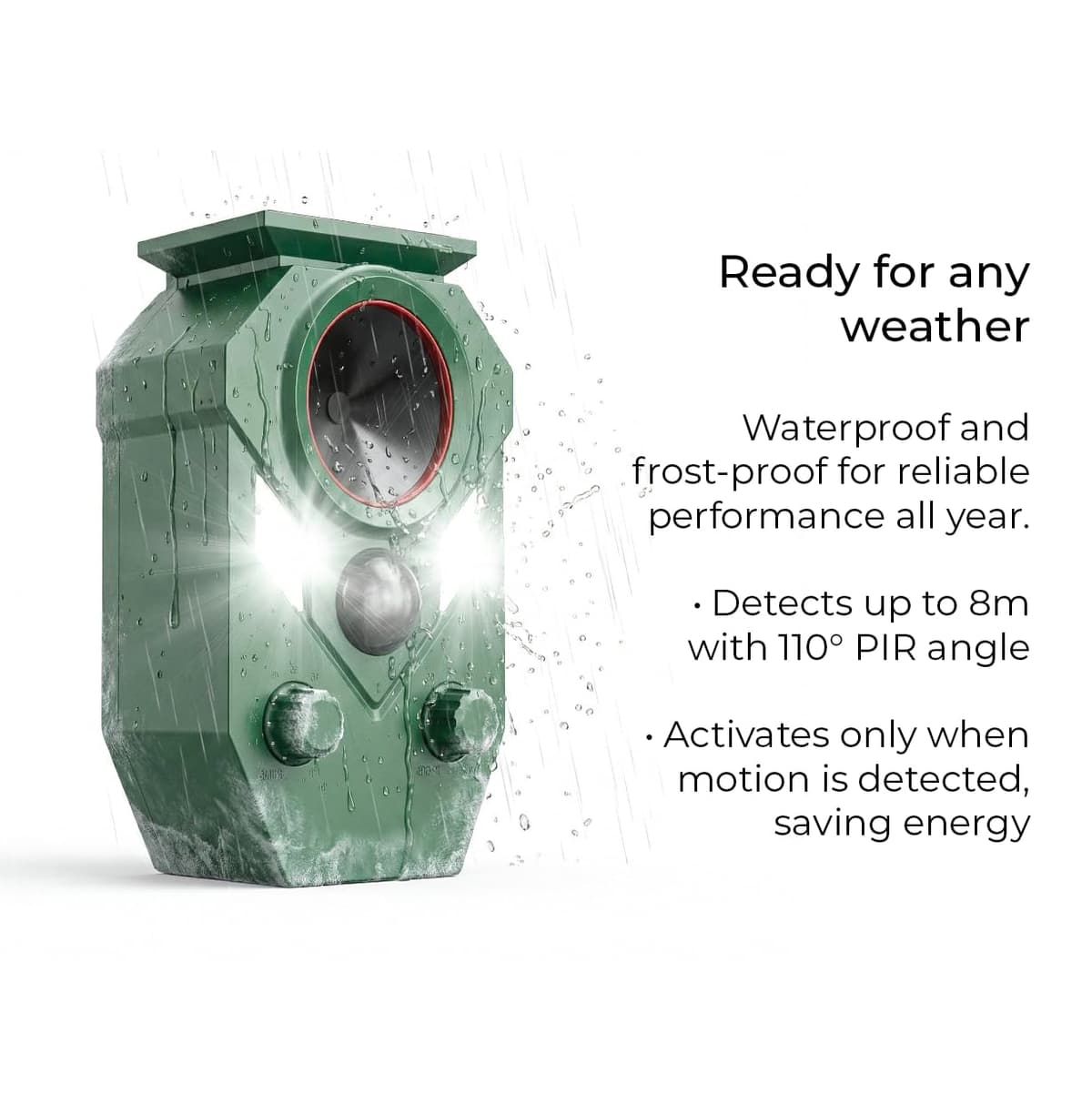 Fox & Cat Repellent for Gardens UK – Rechargeable Ultrasonic Animal Deterrent with Motion Sensor, Solar Powered & Rechargeable with USB-C, No-Spray Humane Protection | IP65 Rated - 2 Years Warranty — view 4