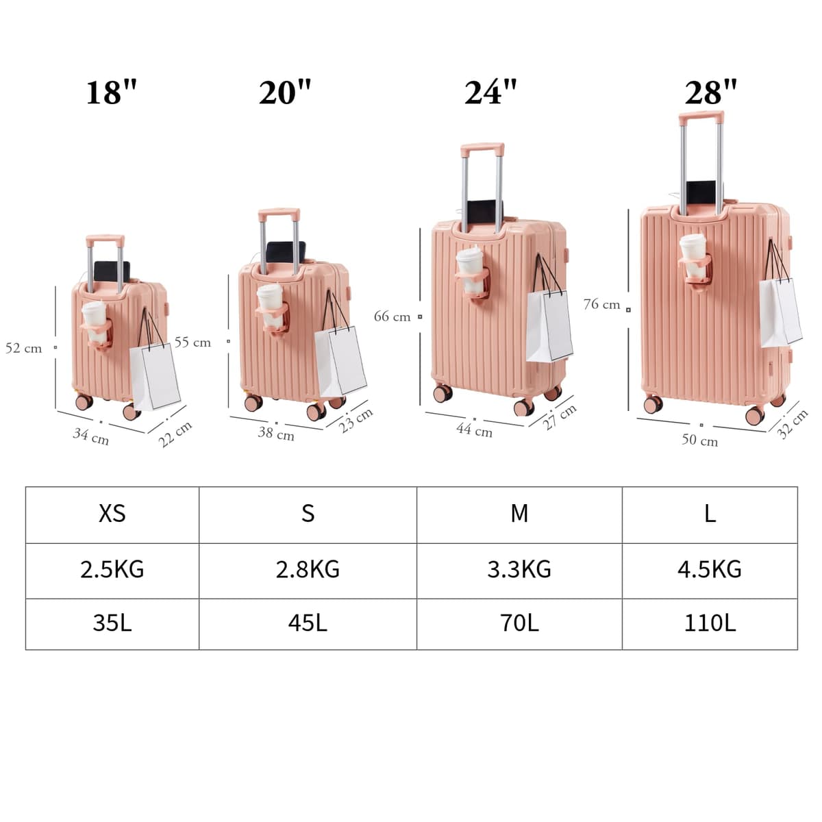 Maleta de Viaje Grande 76x50x32 cm Rígida ABS + PC con Cerradura TSA – Ideal para Facturación 23 kg, Ruedas Giratorias 360º Silenciosas — view 10