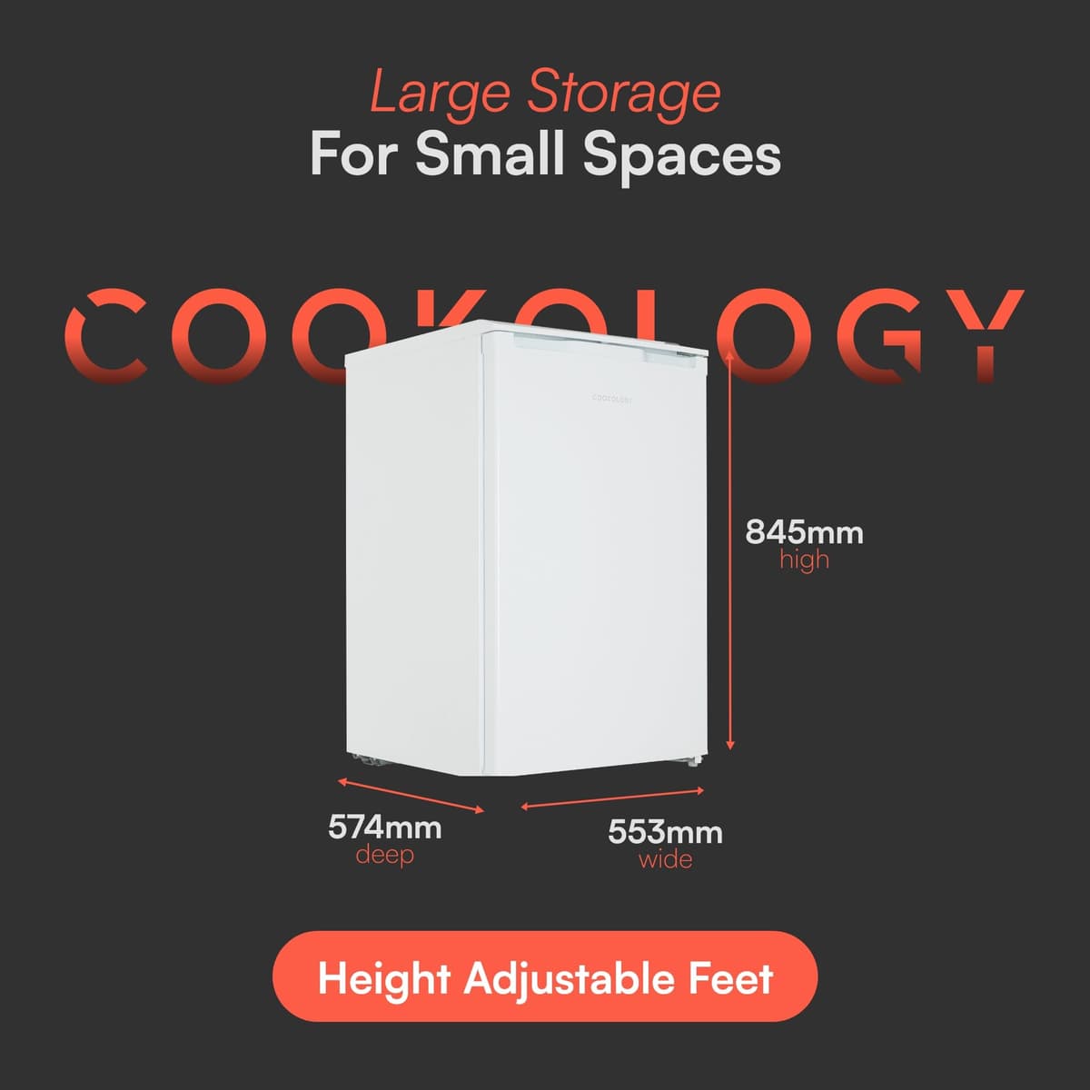 Cookology UCFZ86WH Freestanding Undercounter Freezer - 55cm Width / 86 Litre Capacity -Practical Reversible Door - 3 Large Freezer Drawers - 4 Star Rating - White — view 4