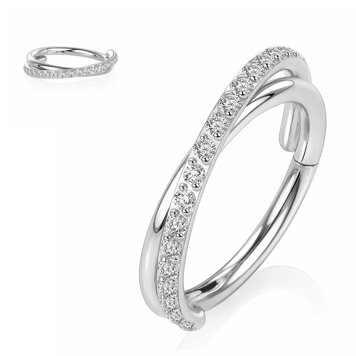 Yrogcu 20G 18G 16G 14G Single/Double Hoop Stainless-Steel Seamless-Hinged-Piercing Segment-Clicker Nose-Ring-Hoop : Diameter 6mm 8mm 10mm 12mm Cartilage Earrings — view 60