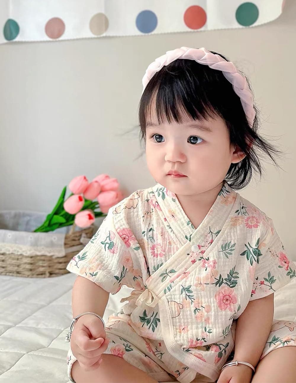 HahaNice Japanese Kimono Baby Thobe Cotton Infant Linen Romper 0-24 Months — view 2