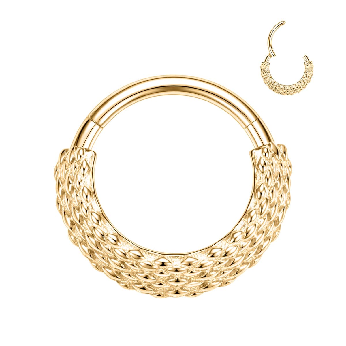 hengkaixuan 16G Septum Nose Rings Hoop Daith Earrings Surgical Steel Septum Clicker Ring Hirned Segment Seamless Clicker Ring Conch Hoop Ring Unisex Earrings Hoop Daith Piercing Jewellery — view 18