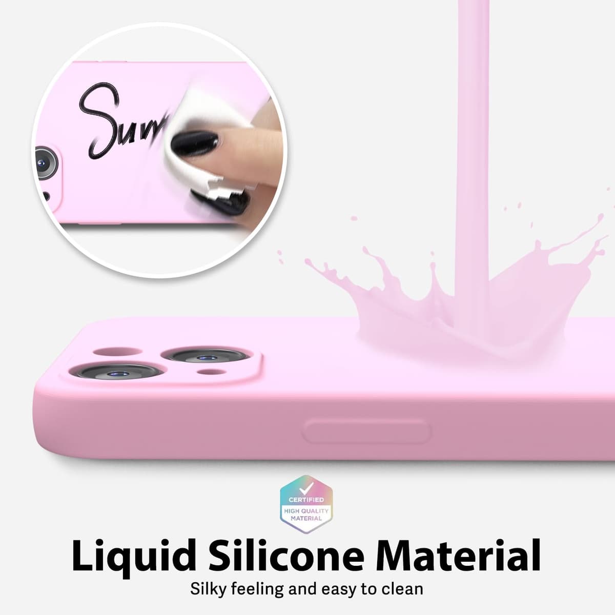 oakxco for iPhone 17 Pro Max Phone Case Liquid Silicone, Cute Thin Slim Grip Soft Rubber Gel for Women Men, Smooth Matte TPU Plain Solid Color Girly Simple Case with Camera Cover, Light Pink — view 722