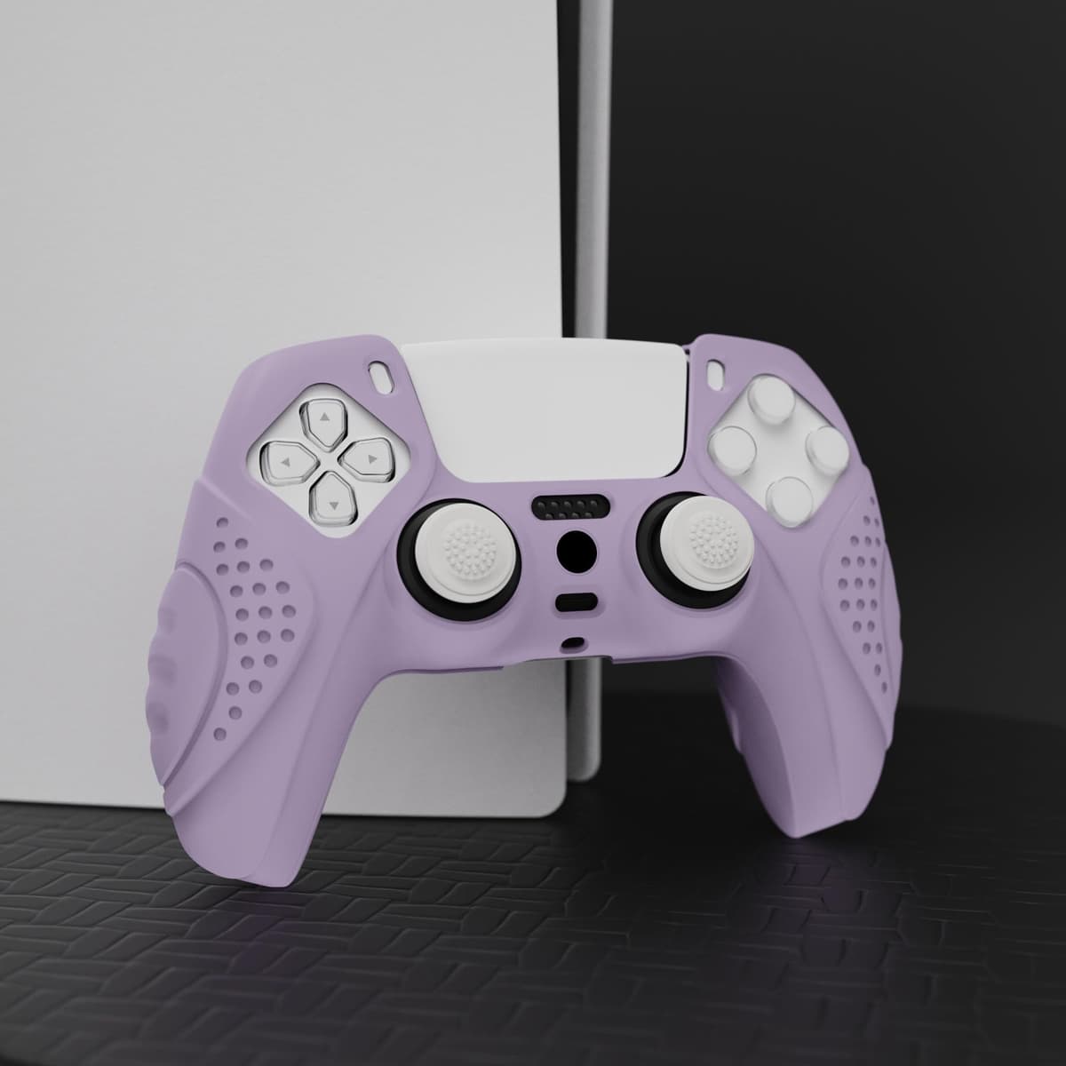 eXtremeRate PlayVital Funda de Silicona para ps5 - Carcasa Protectora Suave y Antideslizante con 2 Tapas de Joystick, Compatible con DualSense, Accesorio para ps5 (Edición Guardian-Malva Violeta) — view 3