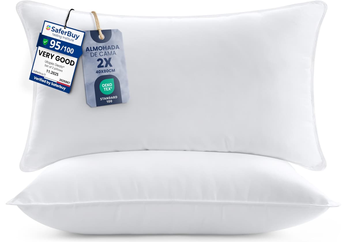 Utopia Bedding Almohadas (2 Unidades), 50 x 70 cm Almohadas de Primera, Fibra Hueca Virgen Siliconada, Almohadas Suave de Fácil Cuidado (Blanco) — view 9