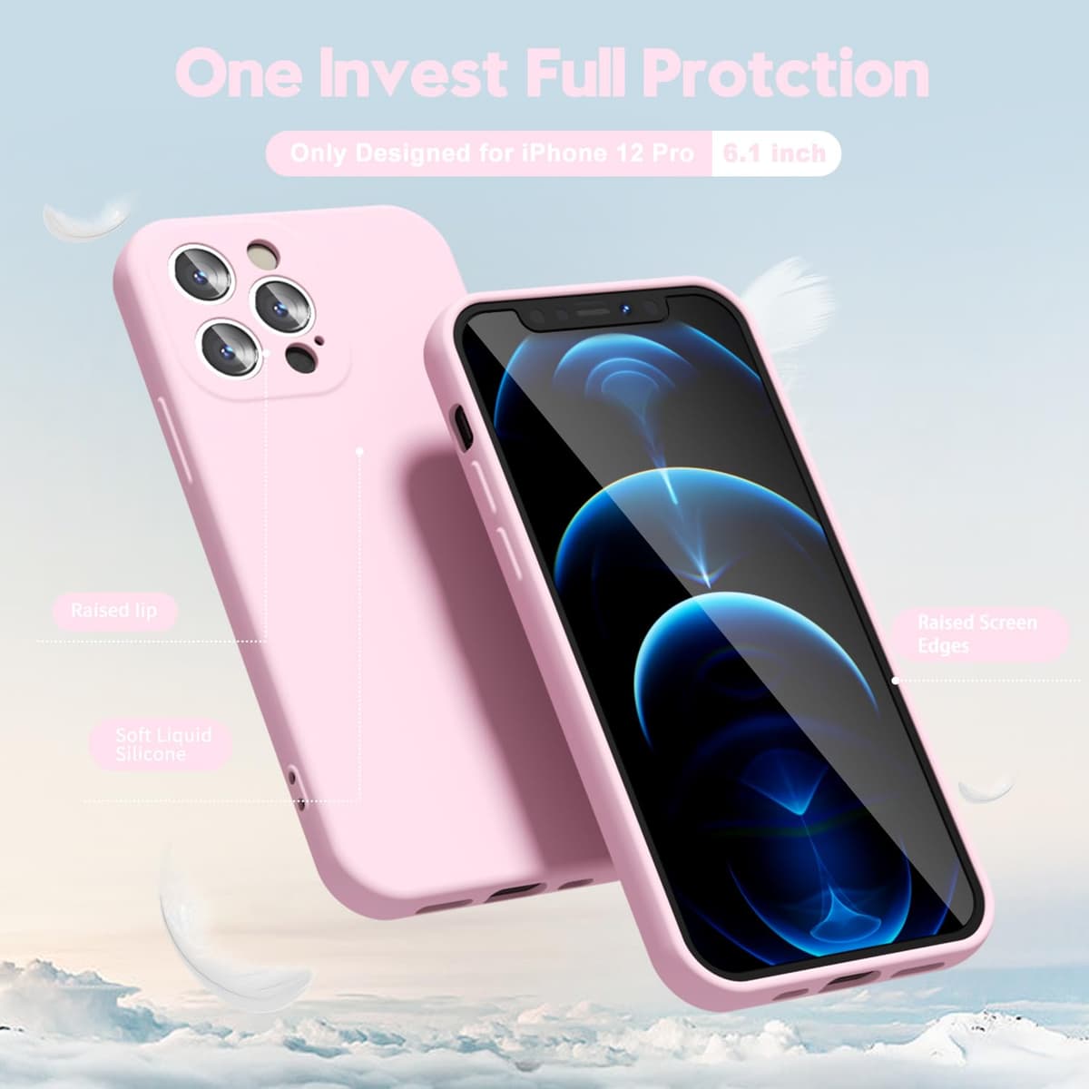 oakxco for iPhone 17 Pro Max Phone Case Liquid Silicone, Cute Thin Slim Grip Soft Rubber Gel for Women Men, Smooth Matte TPU Plain Solid Color Girly Simple Case with Camera Cover, Light Pink — view 1089