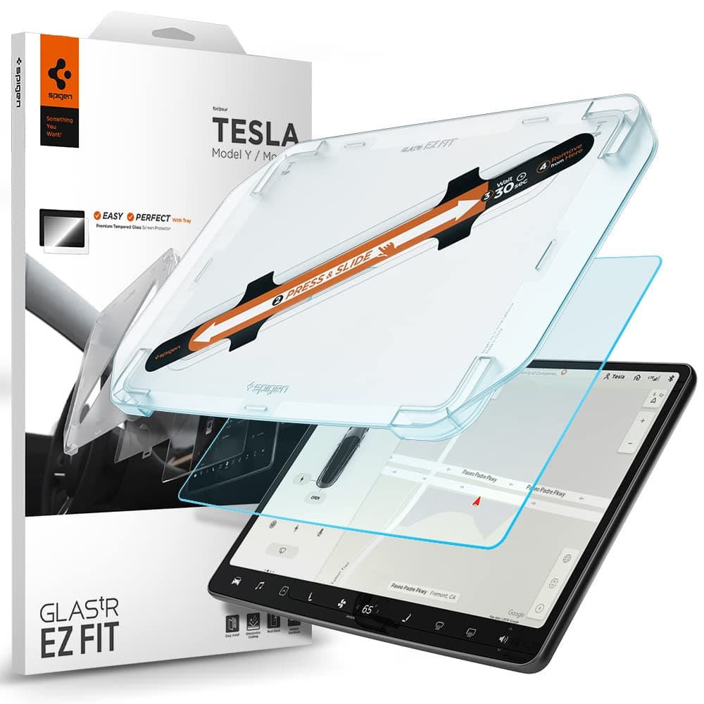 Spigen Glas.tR EZ Fit Anti-Glare Matte Tempered Glass Screen Protector for Tesla Model Y L(2026), Model Y Standard(2026), Model Y Performance(2024-2026), Model Y Premium(2026) 16 inch - 1 Pack — view 8