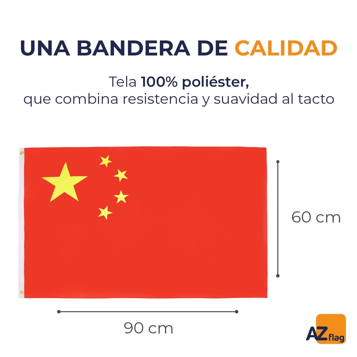 AZ FLAG - Bandera China - 90x60 cm - Bandera China 100% Poliéster Con Ojales de Metal integrados - 50g - Colores Vivos Y Resistente A La Decoloración — view 2