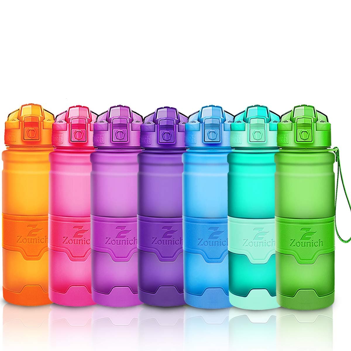 ZOUNICH Botella Agua Deporte Botellas Agua Niños sin BPA, Reutilizable Tritan Plástico Ecologica con Filtro, 400ml/500ml700ml/1l, Cantimploras para Gimnasio, Bicicleta, Colegio, Oficina, Viajes — view 9