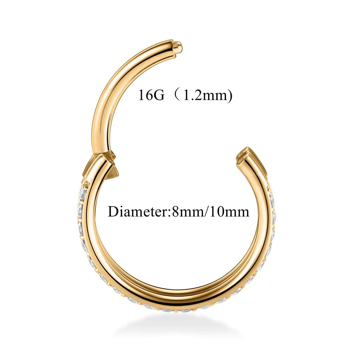 Yrogcu 20G 18G 16G 14G Single/Double Hoop Stainless-Steel Seamless-Hinged-Piercing Segment-Clicker Nose-Ring-Hoop : Diameter 6mm 8mm 10mm 12mm Cartilage Earrings — view 3