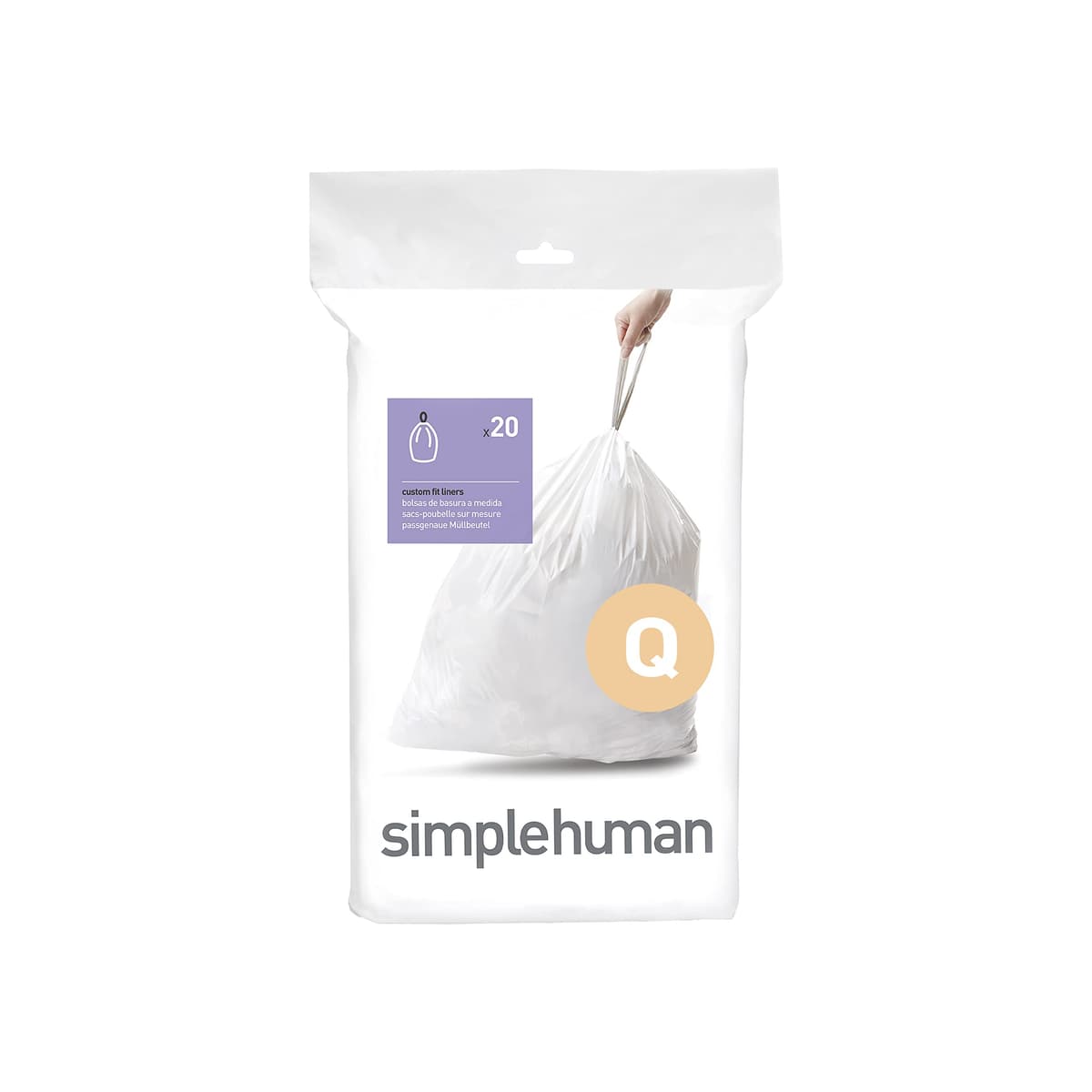 simplehuman CW0408 3 x paquete de 20 bolsas de basura a medida (60 bolsas), código V, plástico blanco — view 28