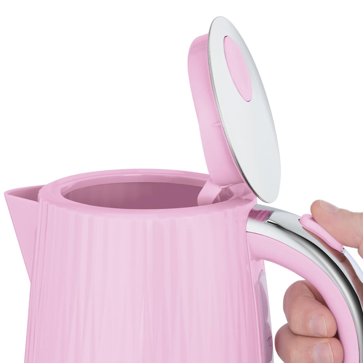 Russell Hobbs Electric Kettle (Hot Water, Tea or Coffee, 1.7L, Push to open lid, Perfect pour spout, Removable washable filter, Illuminated switch, Chrome accents, Raspberry, 3000W) Eden 27362 — view 6