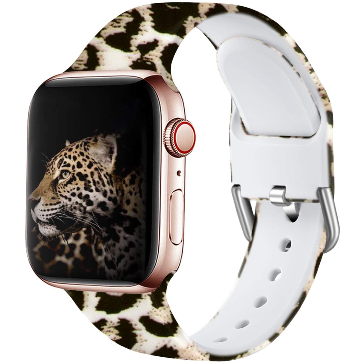 Wepro Replacement Strap Compatible with Apple Watch Strap 41mm 40mm 38mm 42mm, Pattern Printed Soft Silicone Wrist Bands for Apple Watch SE/Ultra/Ultra 2/iWatch Series 10/9/8/7/6/5/4/3/2/1, Leopard