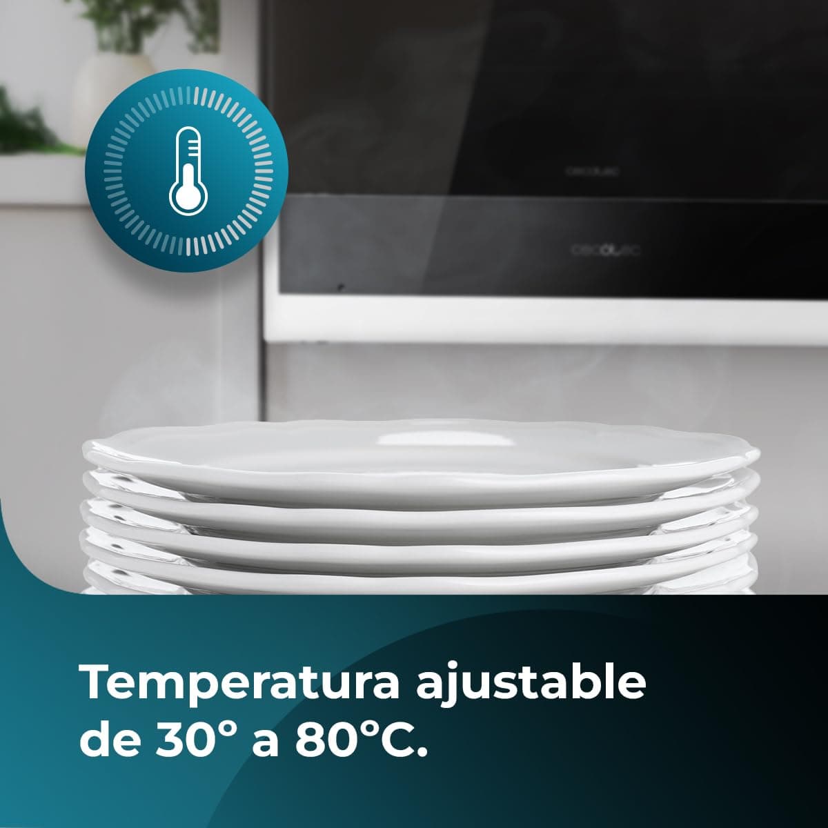 Cecotec Bolero Hexa WD Edge Integrable 60cm Dish Warmer Drawer 470W Maximum Power, Adjustable Temperature 30-80º, Mechanical Control, Indoor Non-Slip Mat, Black and Stainless Steel — view 5