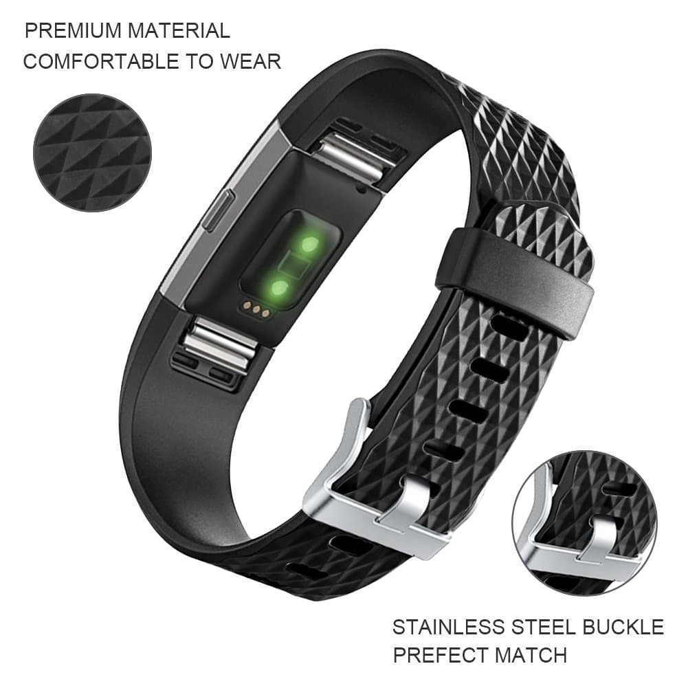 Correa para Fitbit Charge 2, Edición Especial Soft Silicona Deportes Recambio de Pulseras Ajustable Reemplazo Accesorios para Reloj Fitbit Charge 2 Pulsera de Actividad Pequeño y Grande — view 2