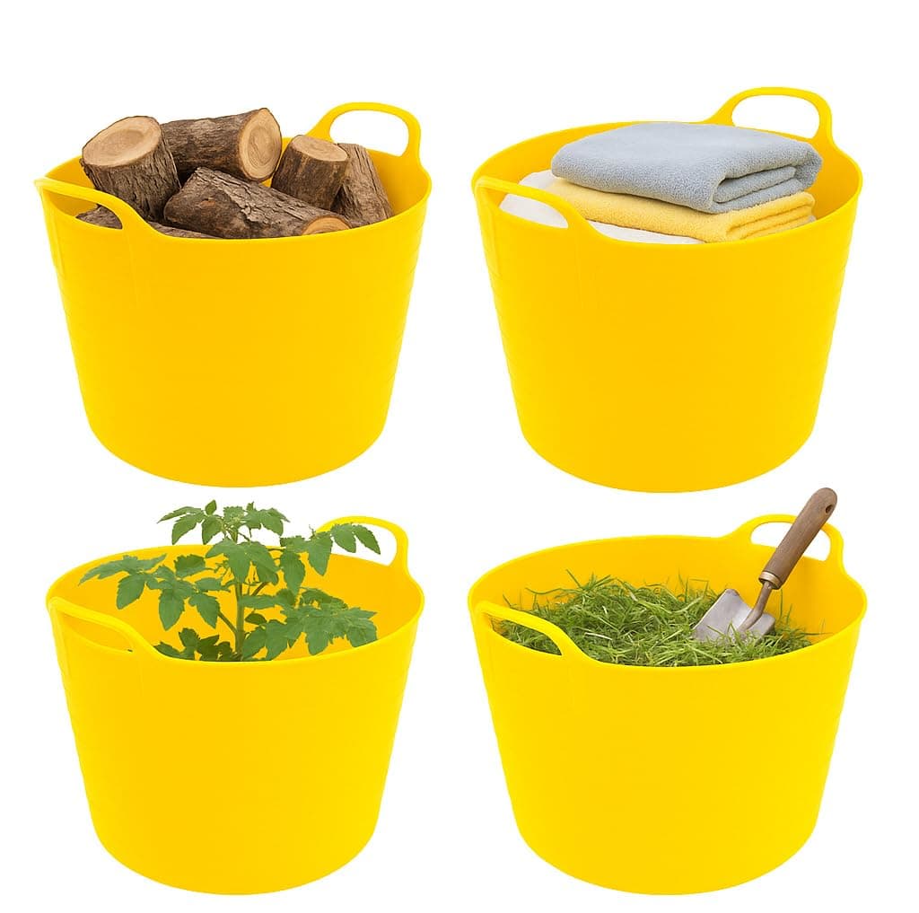 Best House | 3 Pcs of Flexi Tub with Handles | Small Size | Mini | 7 Litres | Yellow | Garden Tubs | Plastic Storage Container for Home, Washing, Garden Waste and DIY Projects — view 7