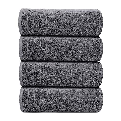 Tens Towels Pack of 4 Extra Large Bath Towels 30 x 60 Inches, 100% Cotton, Larger & Lighter Weight, Quicker to Dry, Super Soft and Absorbent, Perfect for Bathroom, Dark Grey — view 5