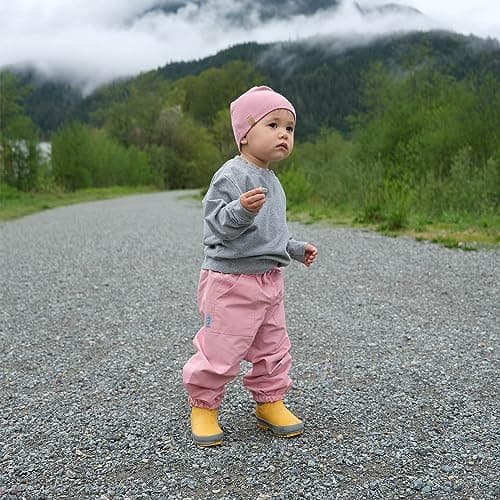 Jan & Jul Waterproof Rain Pants for Girls, Kids' Lightweight Splash Pants (Single-Layer: Dusty Pink, Size 5T) — view 2