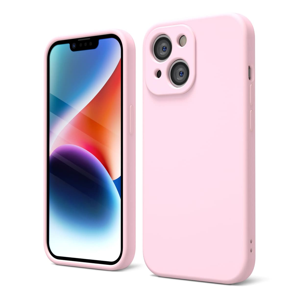 oakxco for iPhone 14 Phone Case Liquid Silicone, Cute Thin Slim Soft Rubber TPU Plain Smooth Gel Cover for Women Girl, Matte Solid Protective & Shockproof, Rose Light Pink
