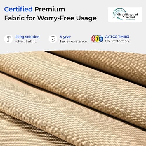 HOMSHADE 3-Tier Patio Umbrella with Solar Lights(Beige,No Base) — view 4
