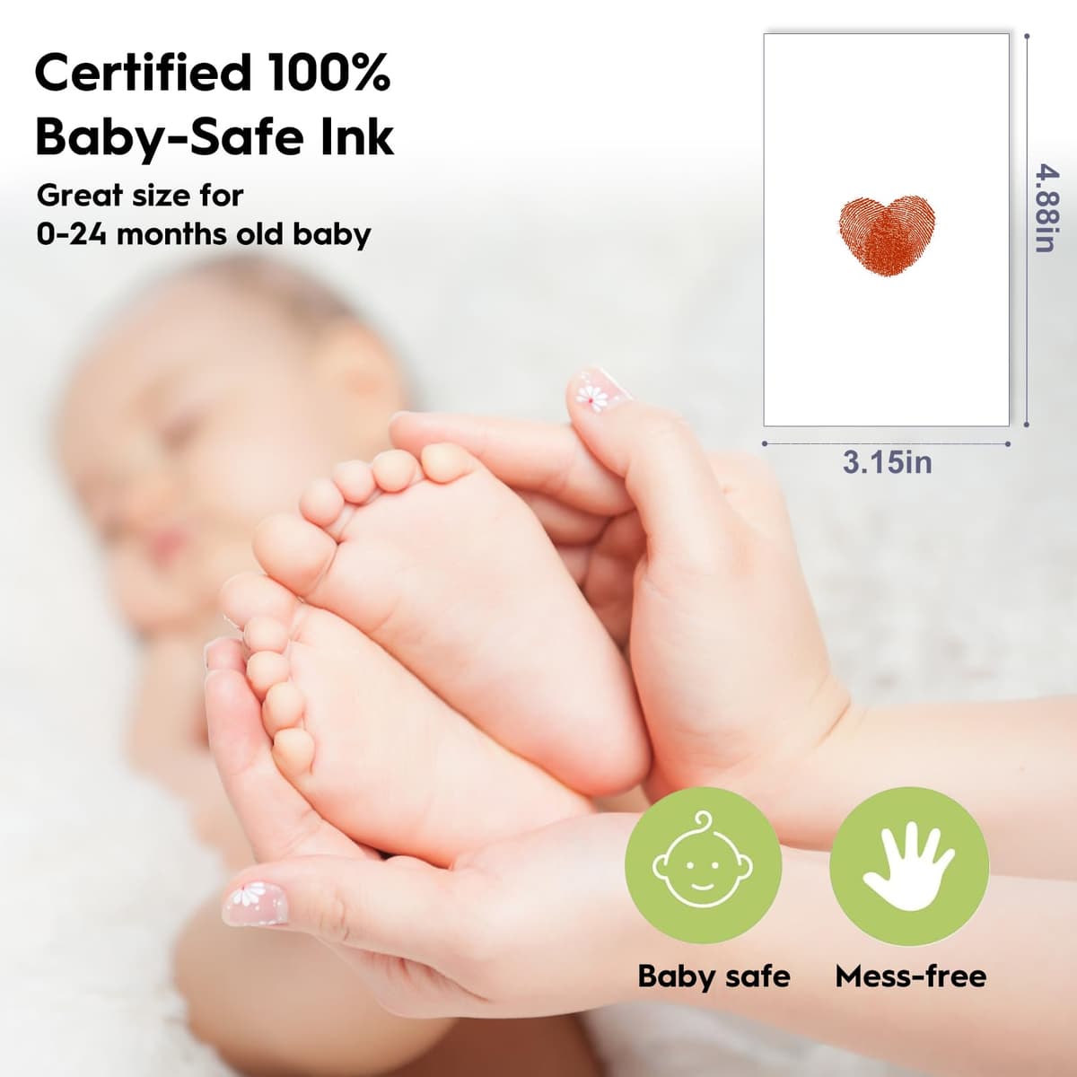 TATUNER Baby Hand and Footprint Kit Inkless - Mess Free Ink Pad, Paw Print Kit for Dogs and Cats, Safe Clean Touch Ink Pads for Newborn Handprints — view 80