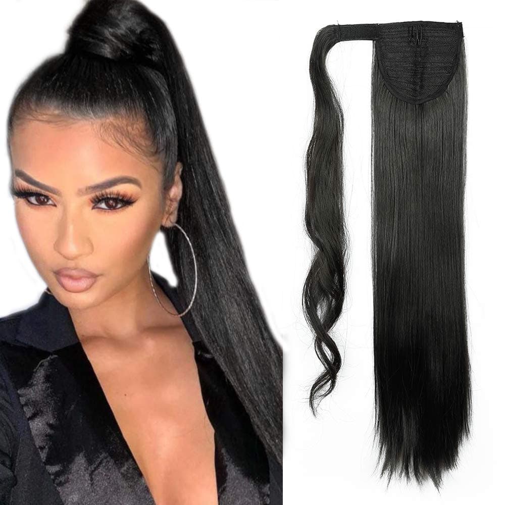 17"(43cm) SEGO Ponytail Long Synthetic Hair Looks Natural [Red Brown/Orange] Clip in Hair Extensions Curly Tail Ponytail Extension (90g) — view 12