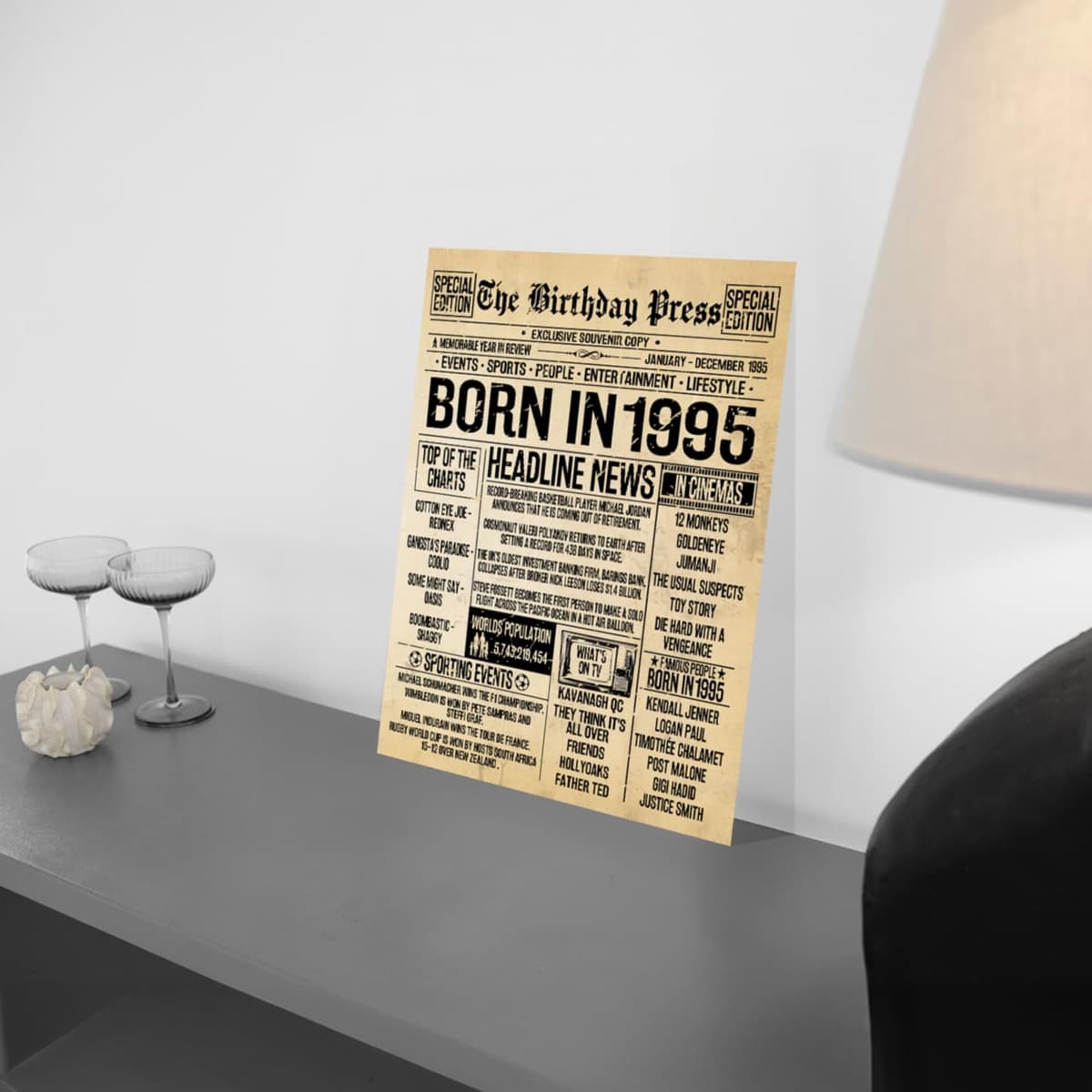 Stuff4 31st Birthday Poster Unframed - Born In 1995 Vintage Newspaper - Happy 31st Birthday Gifts for Women Men Retro Back In 1995, 8x10 Inch Decor Decoration Bday Party — view 2