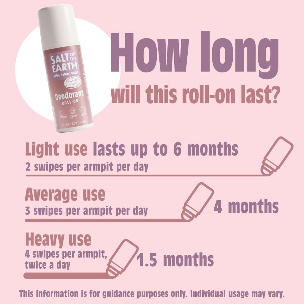 Salt of the Earth - Natural Deodorant Roll On - Lavender & Vanilla - Vegan Formula with Effective Long-Lasting Protection, Made in the UK - Suitable for Women, Men & Kids - 75ml — view 6
