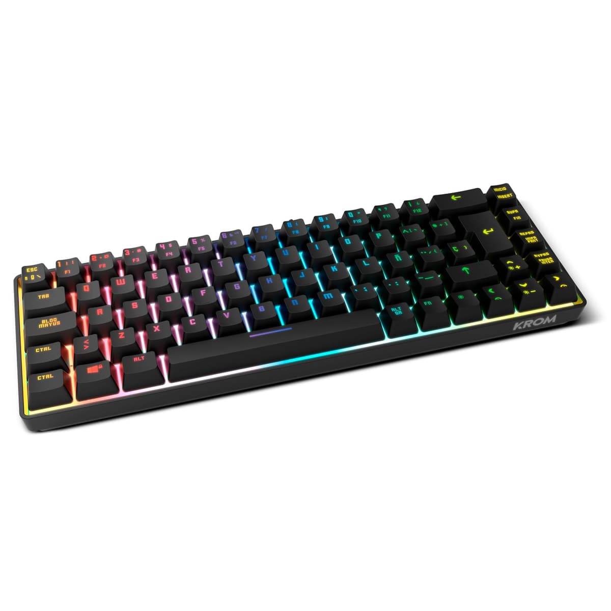 KROM Kalista - Teclado Gaming de Membrana RGB Rainbow, Formato 62%, Modo Gaming, N-19 Anti-ghosting, Windows | Mac, Layout español, Negro — view 5