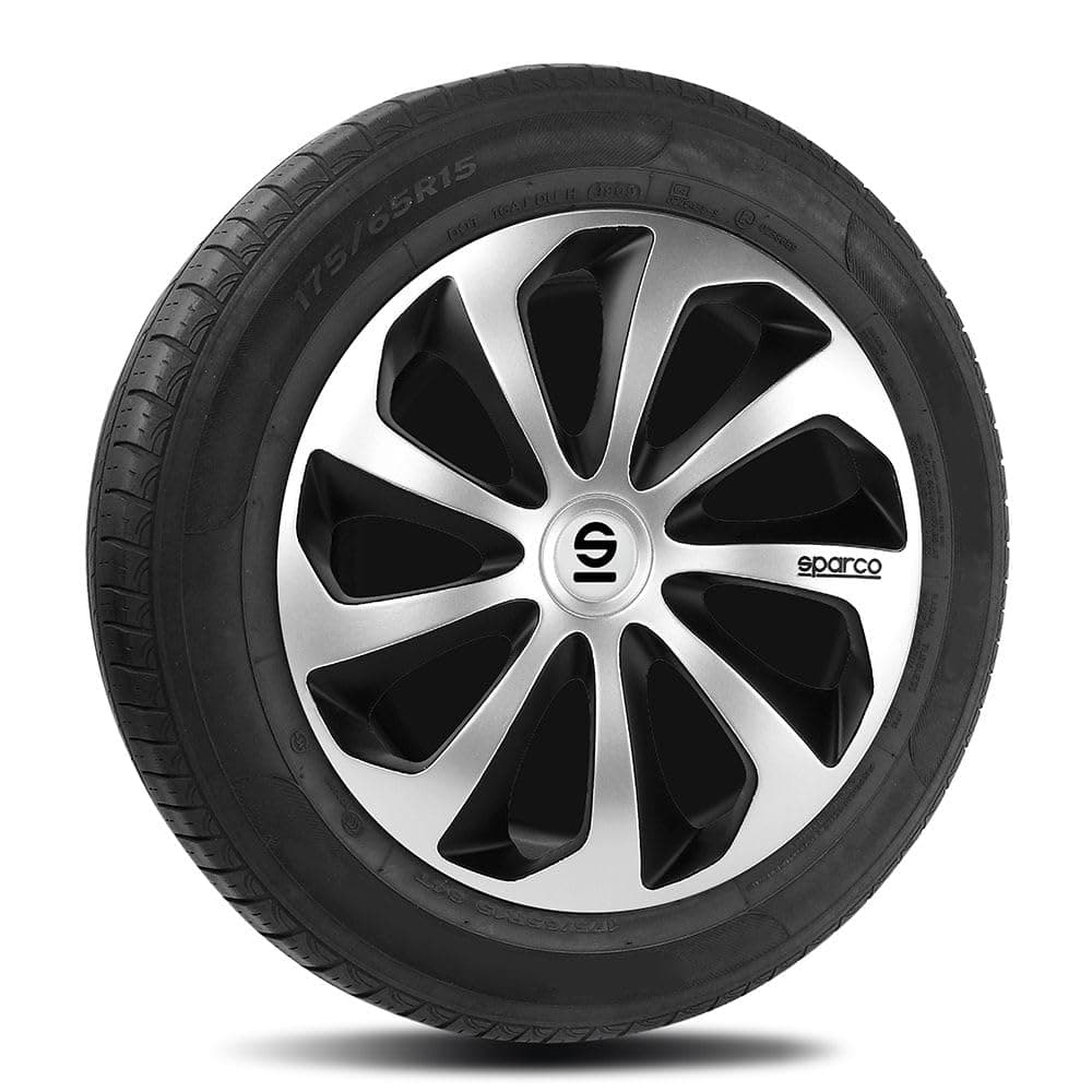 Sparco Juego de 4 Fundas para Ruedas de Coche Sicilia SPC1573SVBK de 15 Pulgadas, Plateadas y Negras — view 2