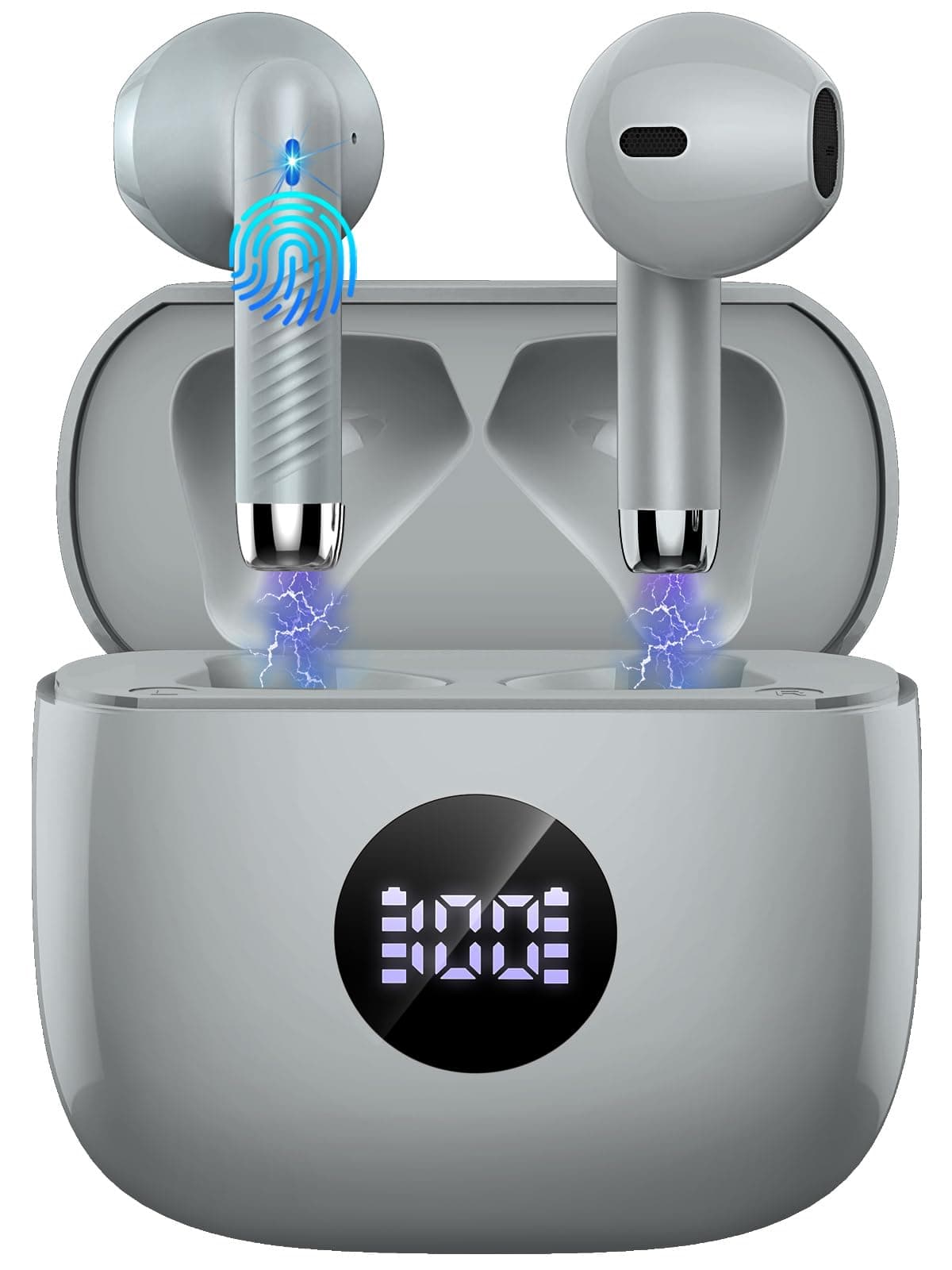 Wireless Earbuds, Bluetooth 5.4 Headphones in Ear with 4 ENC Noise Cancelling Mic, Bluetooth Earbuds 40Hrs Playtime, HiFi Stereo Deep Bass Wireless Earphones, IP7 Waterproof USB-C Fast Charge White — view 11