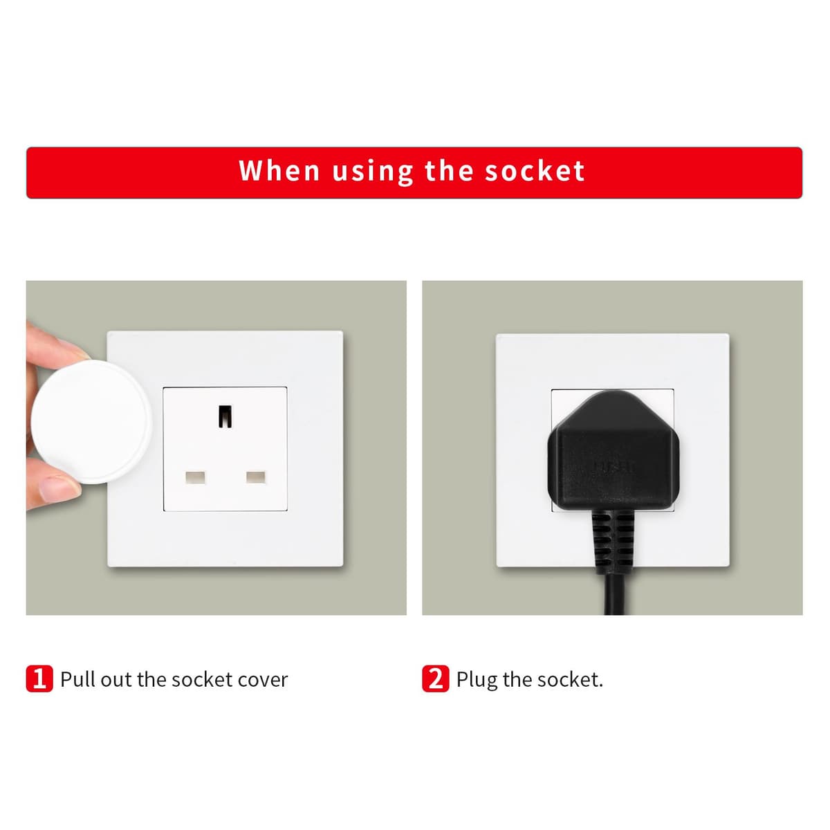 Norjews 20 Pack Plug Socket Covers UK, Child Safety Plug Socket Sovers Baby UK, Socket Protectors for Sockets UK - White — view 5