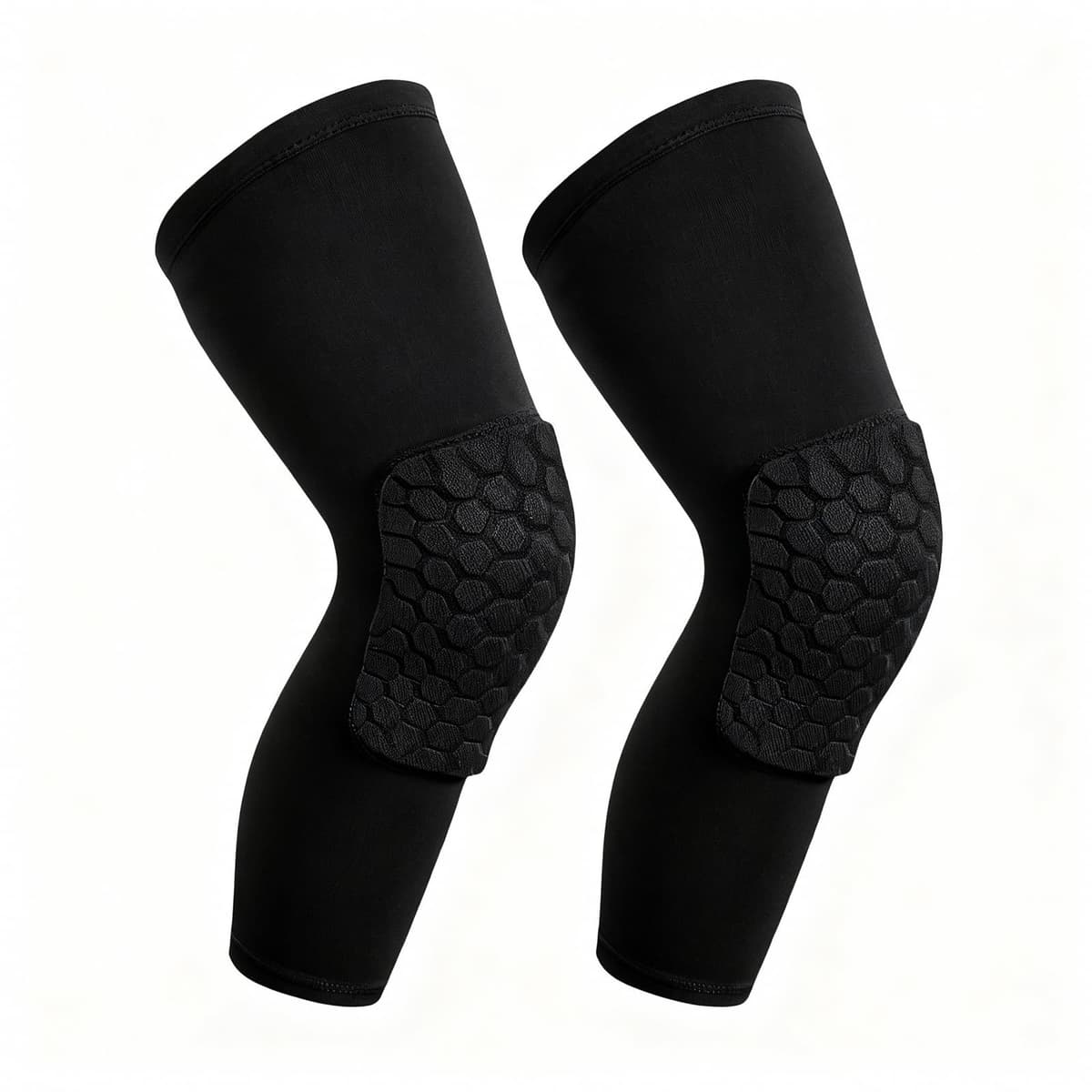Paquete de 2 Rodilleras de Baloncesto, Rodillera de Compresión de Anticolisión de Panal Elástico Rodilleras Anticolisión Rodillera Deportiva para Baloncesto Correr Voleibol Futbol (Negro, XL)
