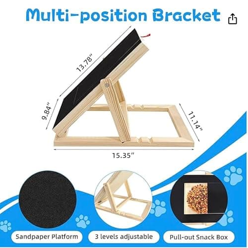 Dog Nail Scratch Board - with Treat Draw- Dog Scratch Pad for Nails – Durable Wooden Nail Filing Board with Treat Drawer (All Breeds, Adjustable) — view 5