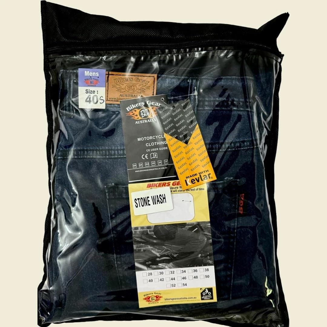Bikers Gear Australia Pantalones vaqueros de corte clásico para motociclistas con armadura desmontable de fibra de aramida de Kevlar de DuPont — view 7