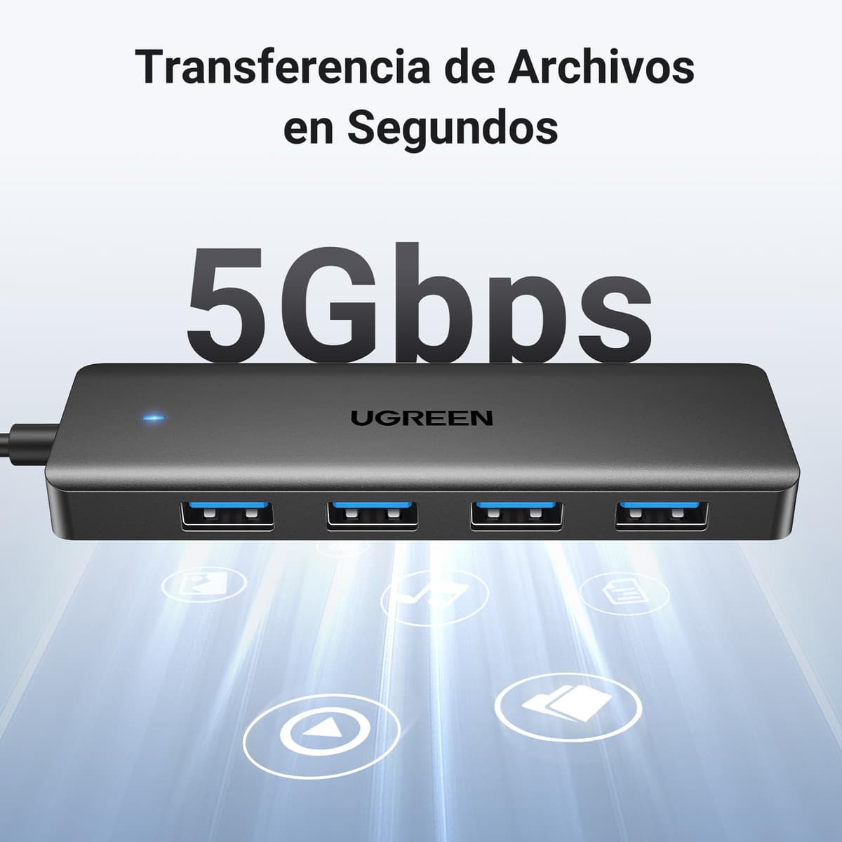 UGREEN Hub USB 3.0 con 4 Puertos Adaptador Ladron Multipuertos 5Gbps Alta Velocidad Compatible con MacBook Pro Air iMac Surface XPS PC Portátil Disco Duro Teclado Ratón PS5 (15cm) — view 3