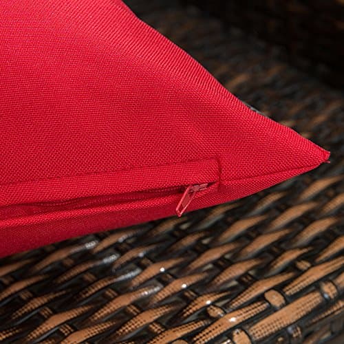MIULEE Pack of 4 Decorative Outdoor Waterproof Pillow Cover Square Garden Cushion Case PU Coating Throw Pillow Cover Shell for Tent Park Couch 18x18 Inch Red — view 2