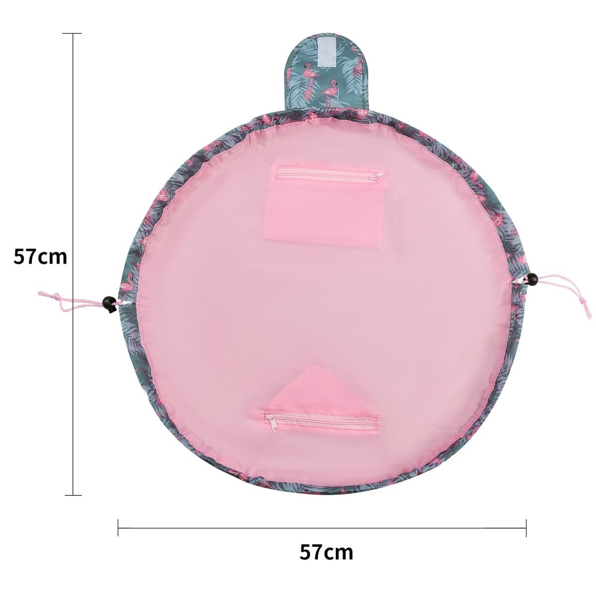 Lazy Drawstring Makeup Bags, Large Capacity Waterproof Travel Portable Cosmetic Bag Pouch Makeup Pouch Storage Organiser for Women Girl (Flamingo) — view 4